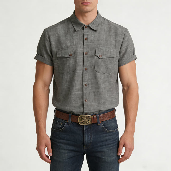 Men's Western Style Casual Shirt With Chest Pockets - image 1