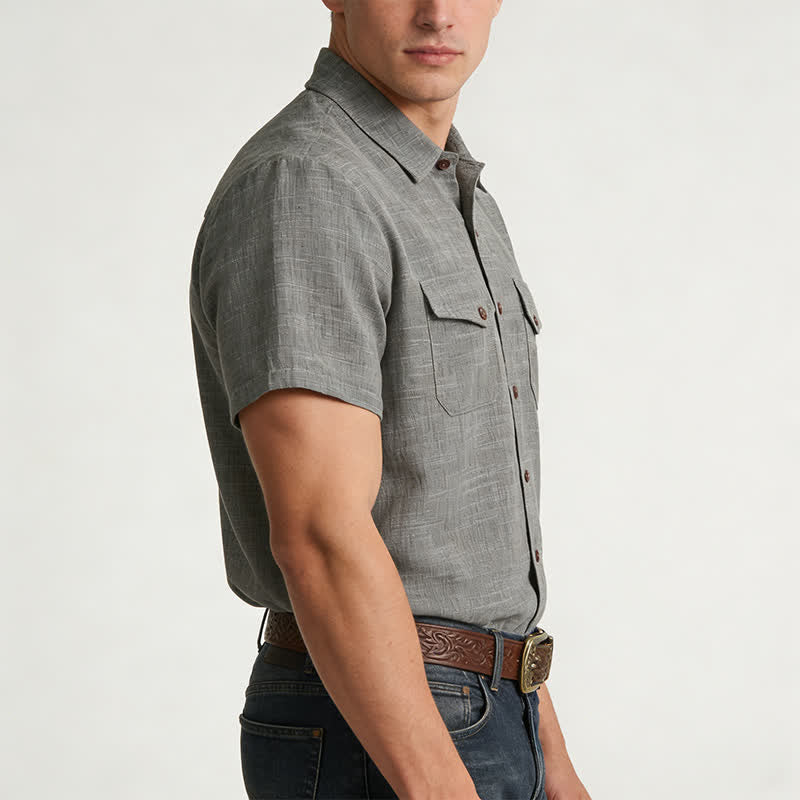Men's Western Style Casual Shirt With Chest Pockets - image 2