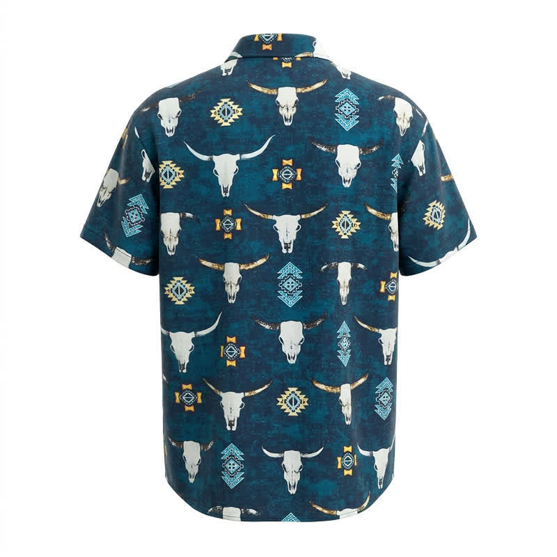 Men's Bull Skull & Aztec Geometric 3D Print Shirt - image 5