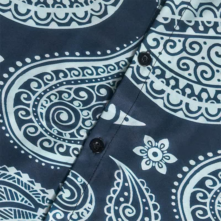 Men's Western Paisley Camp Collar Short Sleeve Shirt - image 9