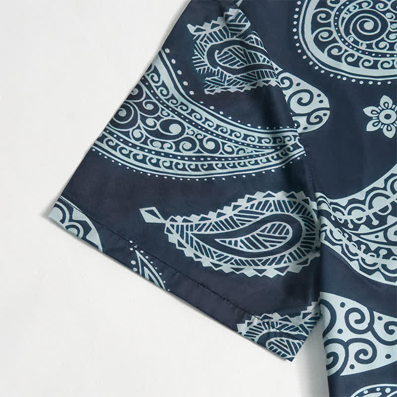 Men's Western Paisley Camp Collar Short Sleeve Shirt - image 10