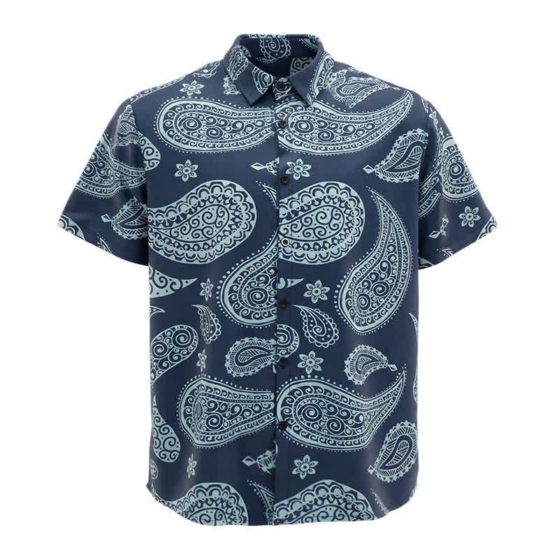Men's Western Paisley Camp Collar Short Sleeve Shirt - image 6