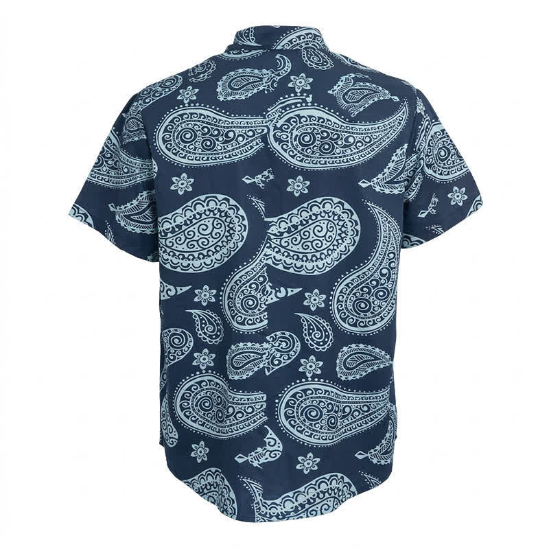 Men's Western Paisley Camp Collar Short Sleeve Shirt - image 7