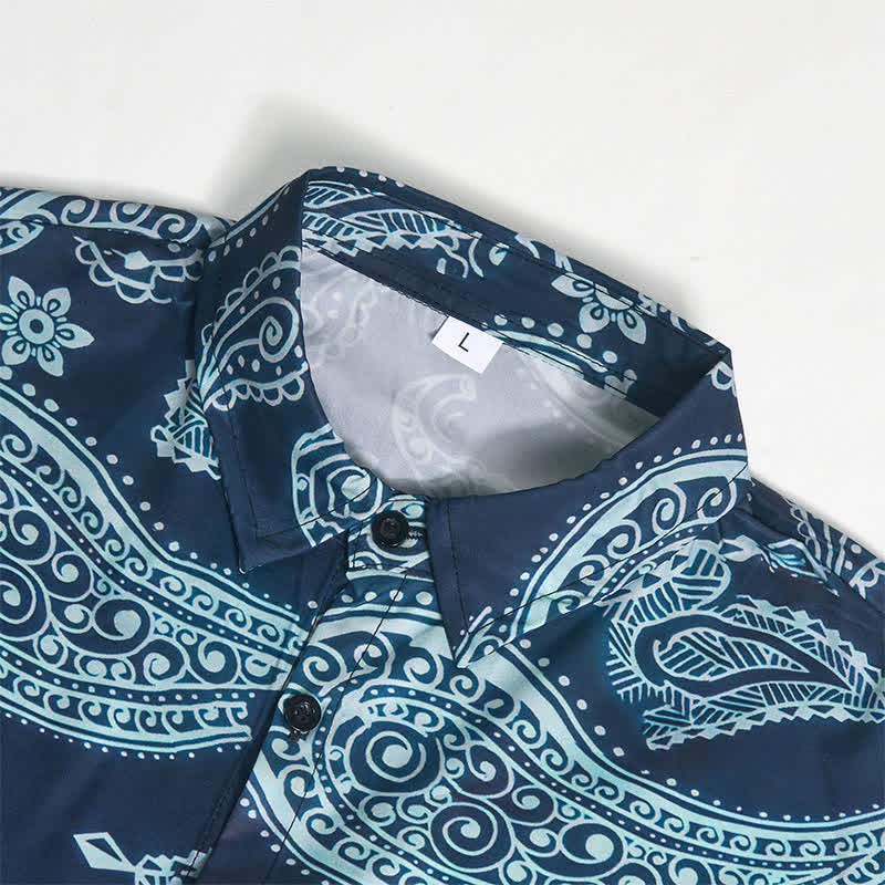 Men's Western Paisley Camp Collar Short Sleeve Shirt - image 8