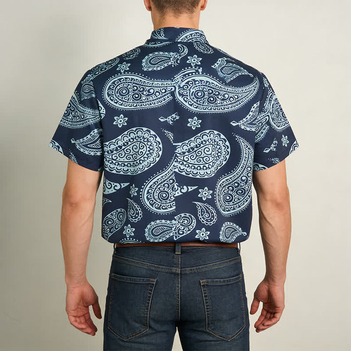 Men's Western Paisley Camp Collar Short Sleeve Shirt - image 3