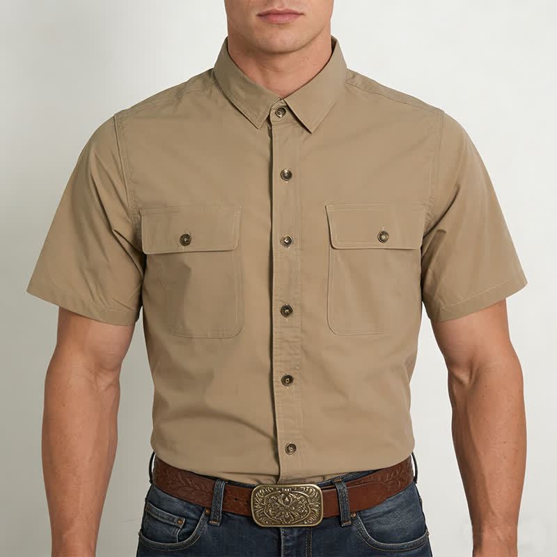 Men's Summer Workwear Cowboy Shirt With Chest Pockets - image 1