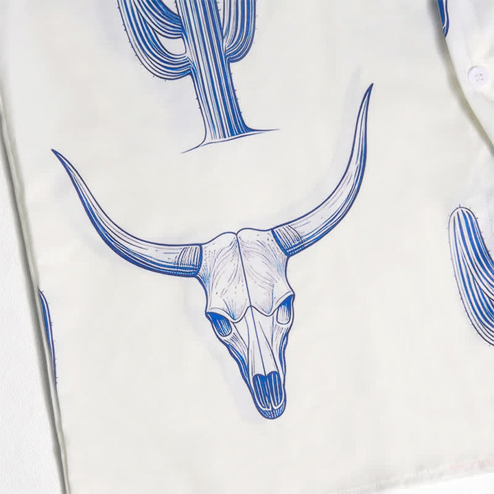 Western Ranch Style Bullhead Cactus Print Short Sleeved Shirt - image 8