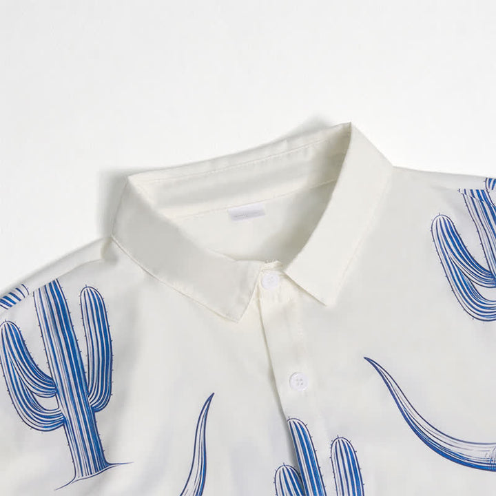 Western Ranch Style Bullhead Cactus Print Short Sleeved Shirt - image 6