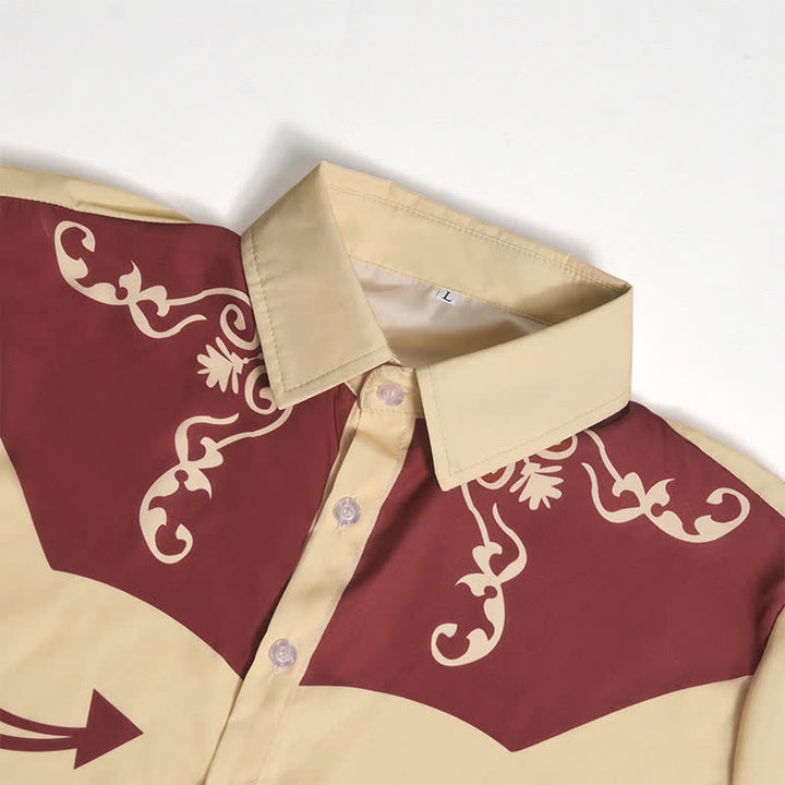 Men's Western Cowboy Scrollwork 3D Printed Contrast Yoke Shirt - image 10