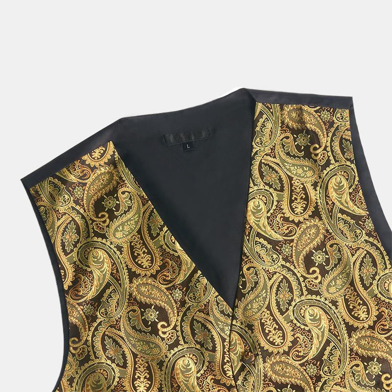 3Pcs Men's Fashion Jacquard Paisley Pattern Vest Set - image 8