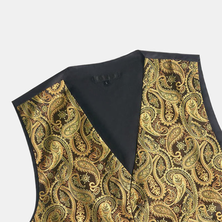 3Pcs Men's Fashion Jacquard Paisley Pattern Vest Set - image 8