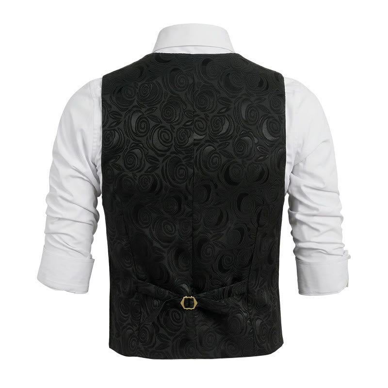 Men's Elegant Paisley Jacquard Three Pockets White Vest - image 11
