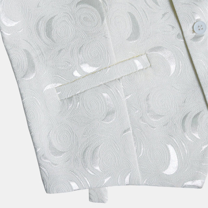 Men's Elegant Paisley Jacquard Three Pockets White Vest - image 7