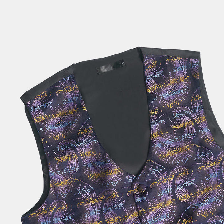 3Pcs Men's Retro Paisley Pattern Dress Vest Set - image 9