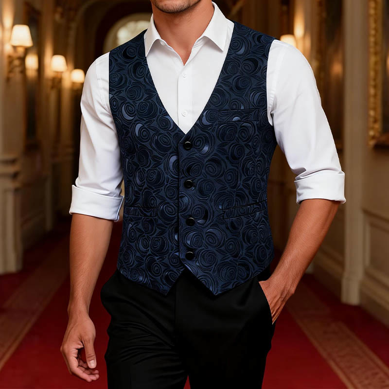 Men's Paisley Patterned Three Pockets Suit Vest - image 1