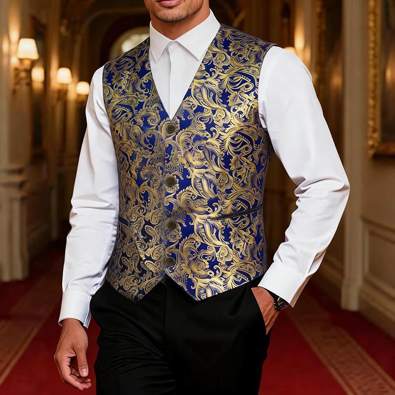 Men's Exquisite Paisley Hot Stamping Pattern Suit Vest - image 1