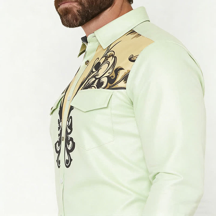 Men's Baroque Scroll 3D Printed Western Long Sleeves Shirt - image 3