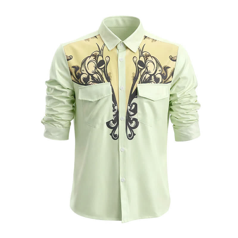 Men's Baroque Scroll 3D Printed Western Long Sleeves Shirt - image 4