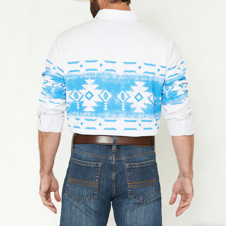 Men's Southwestern Geometric Aztec Print Western Shirt - image 2