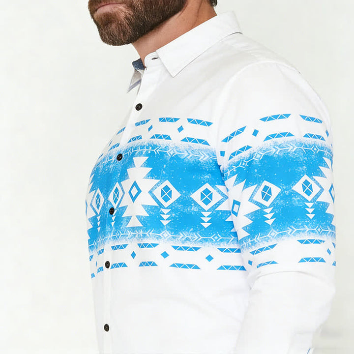 Men's Southwestern Geometric Aztec Print Western Shirt - image 3