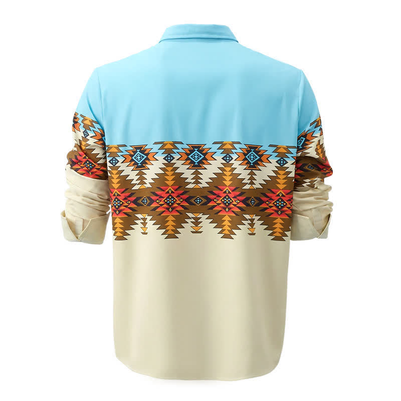Men's Color Block Southwestern Aztec Print Western Shirt - image 5