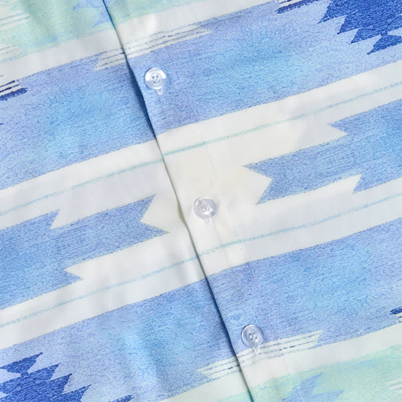Men's Light Blue Aztec Geometric Print Western Shirt - image 7