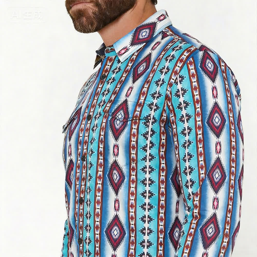 Men's American West Red Diamond 3d Printed Shirt - image 3