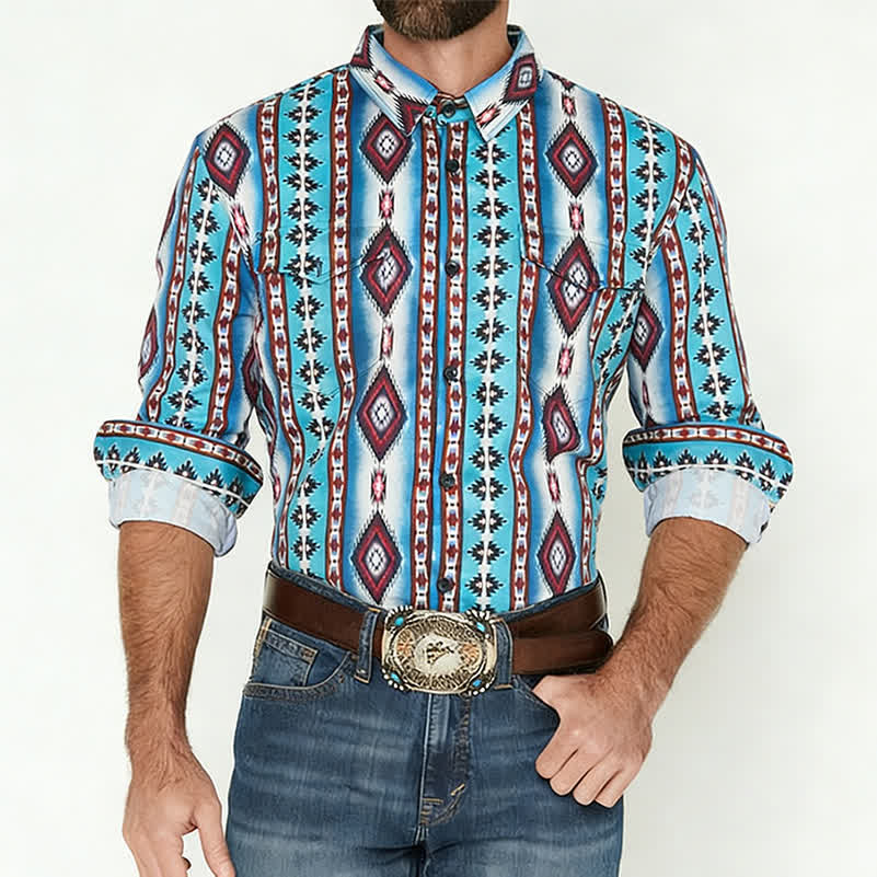 Men's American West Red Diamond 3d Printed Shirt - image 1