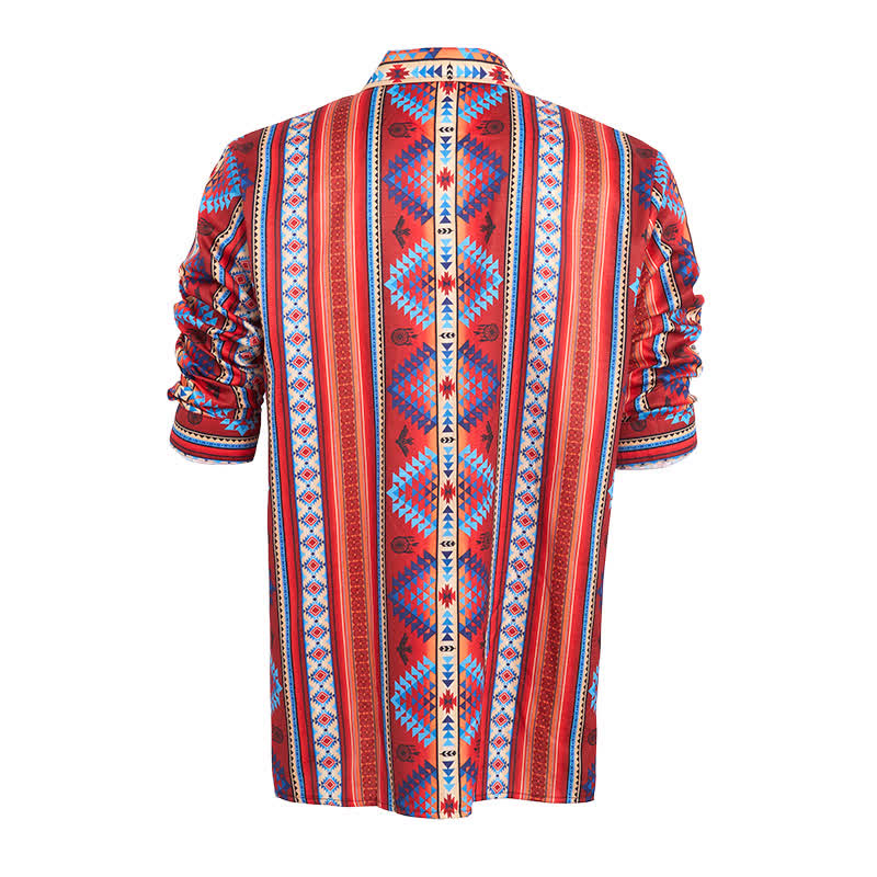 Men's Orange Southwestern Tribal 3D Printed Western Shirt - image 9