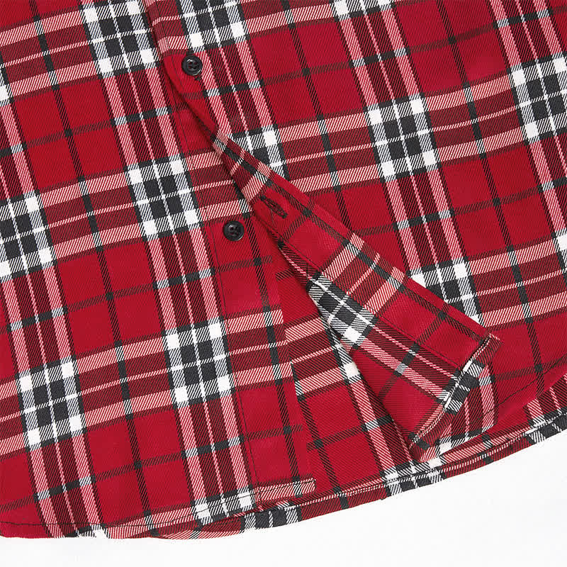 Men's Fringed Western Red Plaid Sleeveless Shirt Vest - image 6
