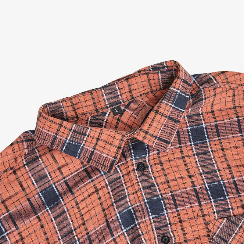 Men's Orange & Black Plaid Pattern Sleeveless Shirt Vest - image 4