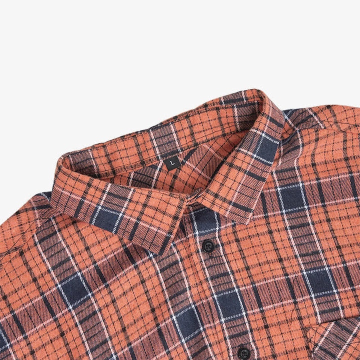 Men's Orange & Black Plaid Pattern Sleeveless Shirt Vest - image 4