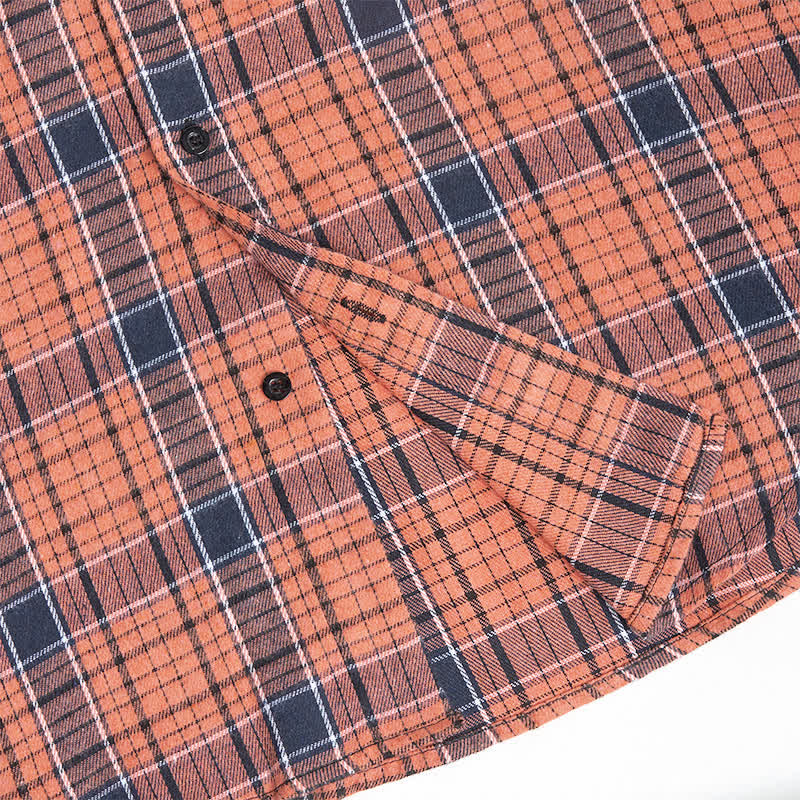 Men's Orange & Black Plaid Pattern Sleeveless Shirt Vest - image 6
