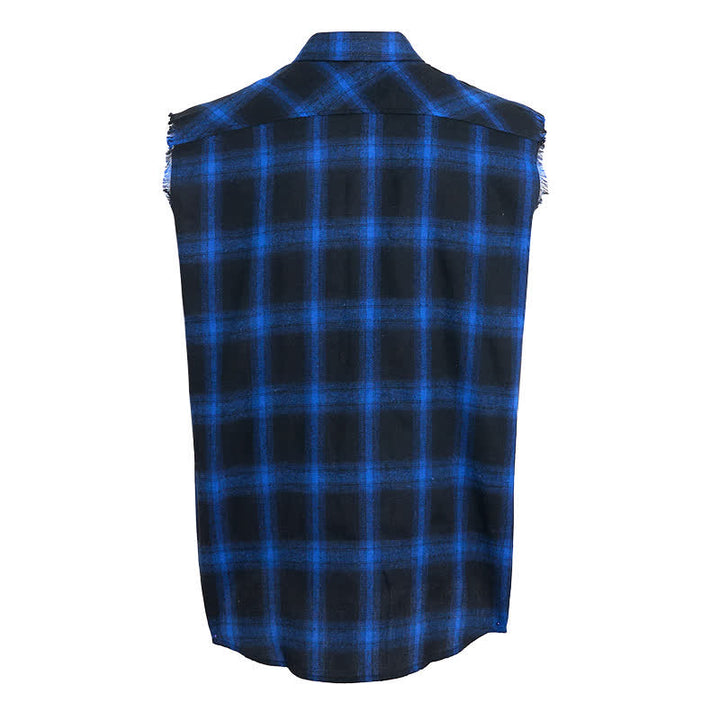Men's Western Vibe Checkered Pattern Sleeveless Shirt Vest - image 9