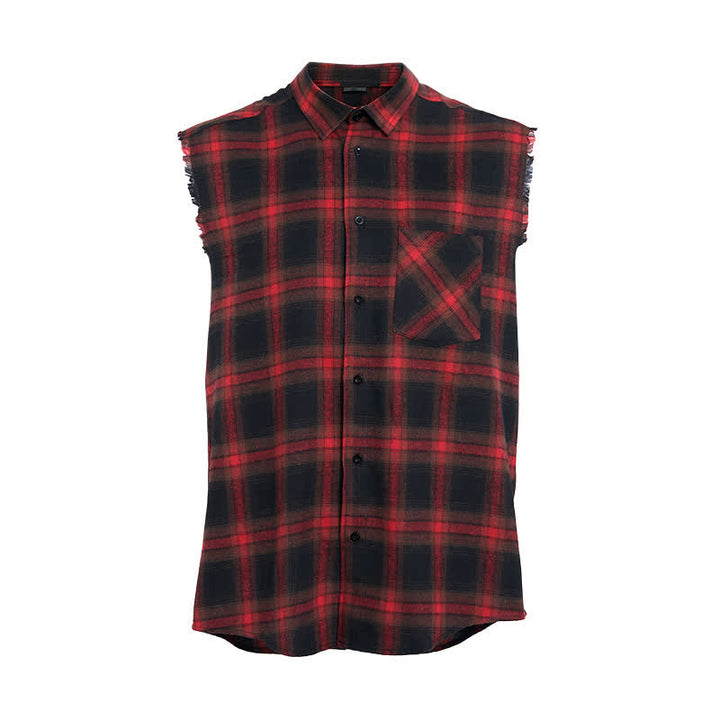 Men's Western Vibe Checkered Pattern Sleeveless Shirt Vest - image 14