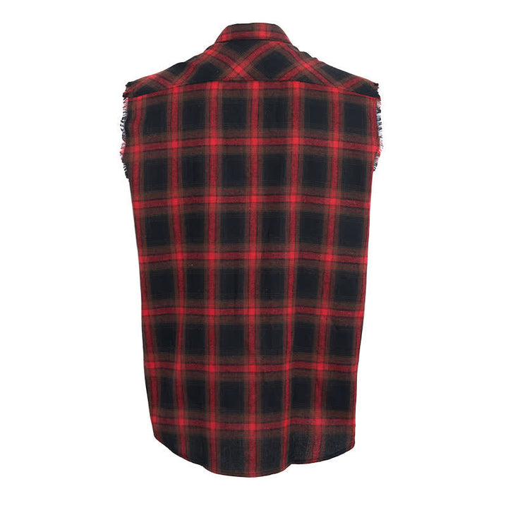 Men's Western Vibe Checkered Pattern Sleeveless Shirt Vest - image 15