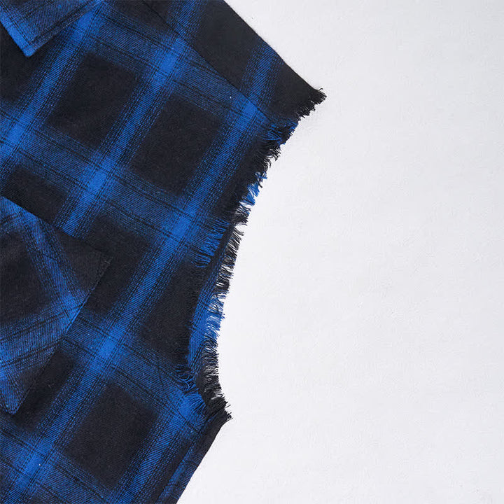 Men's Western Vibe Checkered Pattern Sleeveless Shirt Vest - image 8