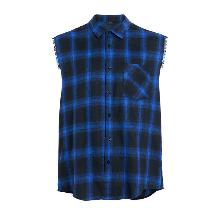 Men's Western Vibe Checkered Pattern Sleeveless Shirt Vest - image 10