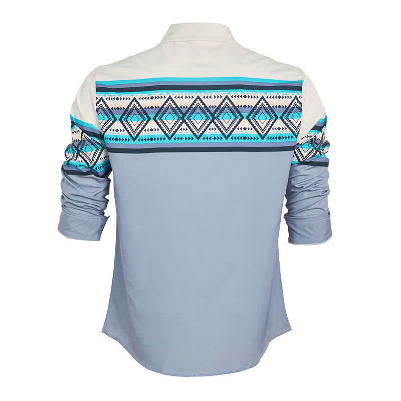 Men's Color-Block Aztec Stripe Southwestern Printed Shirt - image 9