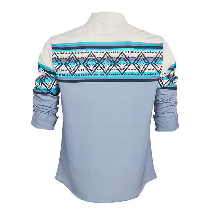 Men's Color-Block Aztec Stripe Southwestern Printed Shirt - image 9