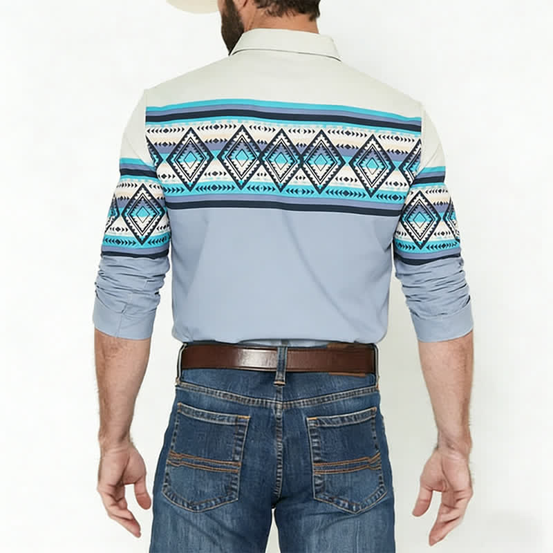 Men's Color-Block Aztec Stripe Southwestern Printed Shirt - image 2