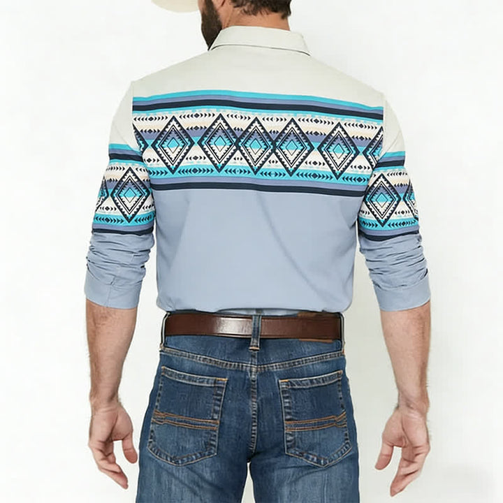 Men's Color-Block Aztec Stripe Southwestern Printed Shirt - image 2
