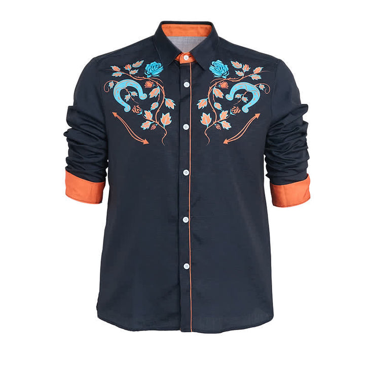 Men's Rugged West Horseshoe & Rose Pattern Cowboy Shirt - image 12