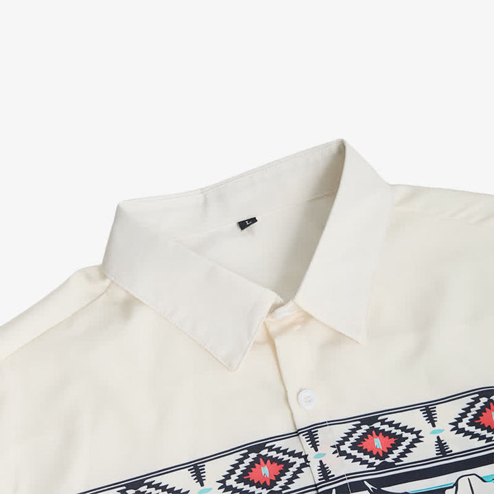 Men's Longhorn Bull Desert Scene 3D Printed Color-Block Shirt - image 4