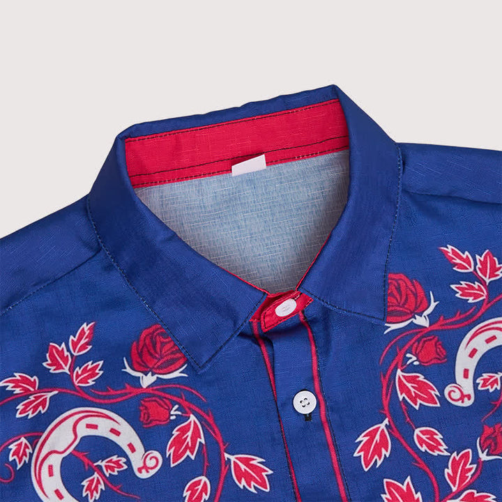 Men's Rugged West Horseshoe & Rose Pattern Cowboy Shirt - image 6