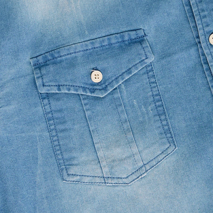 Men's Western Style Causal Denim Shirt With Chest Pockets - image 5