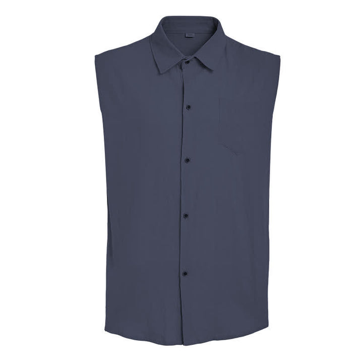 Men's Casual Beach & Ranch Linen Thin Sleeveless Shirt Vest - image 8