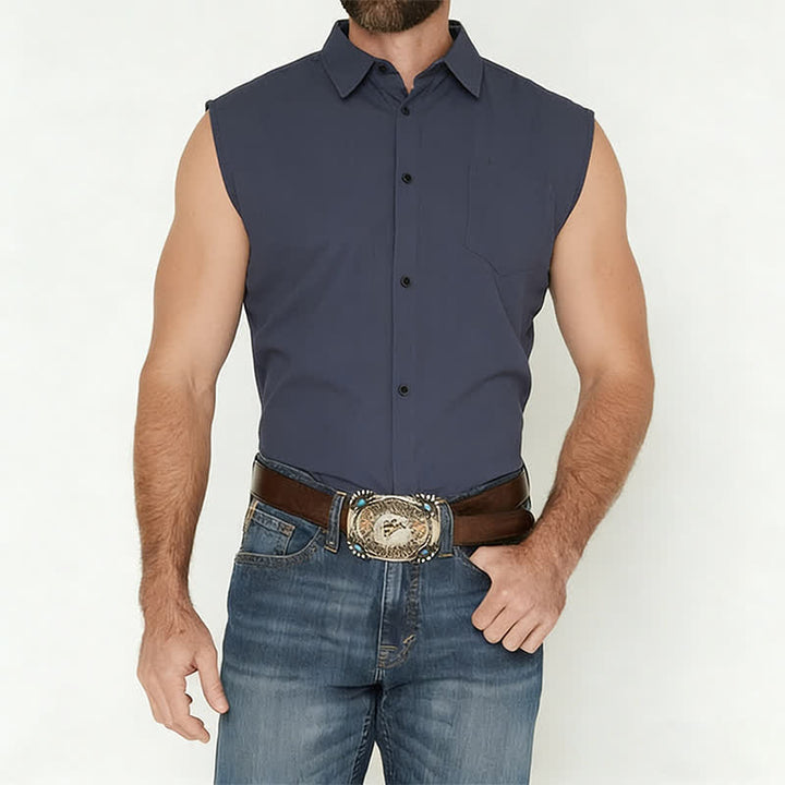 Men's Casual Beach & Ranch Linen Thin Sleeveless Shirt Vest - image 1