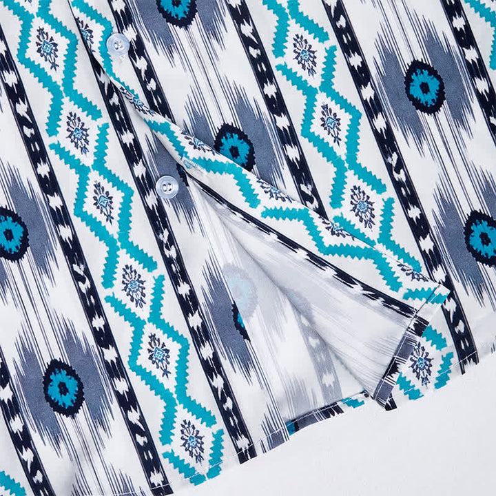 Men's Blue & Grey Aztec Pattern 3D Printed Western Shirt - image 6