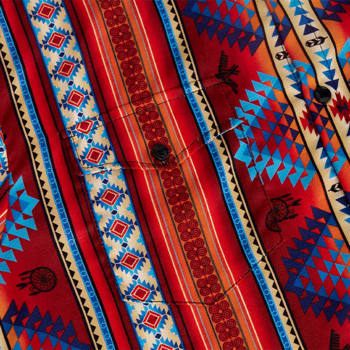 Men's Orange Southwestern Tribal 3D Printed Western Shirt - image 5